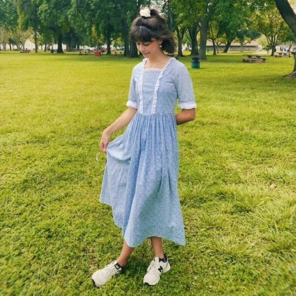 VINTAGE prairie dress cottagecore floral maxi renaissance Yellowstone country - Picture 2 of 16